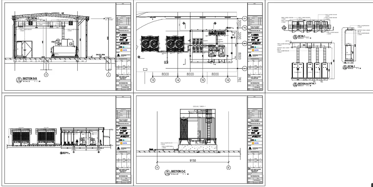 Shop Drawing MVAC Instalasi Cable Leader Chiller Plan DWG Layout