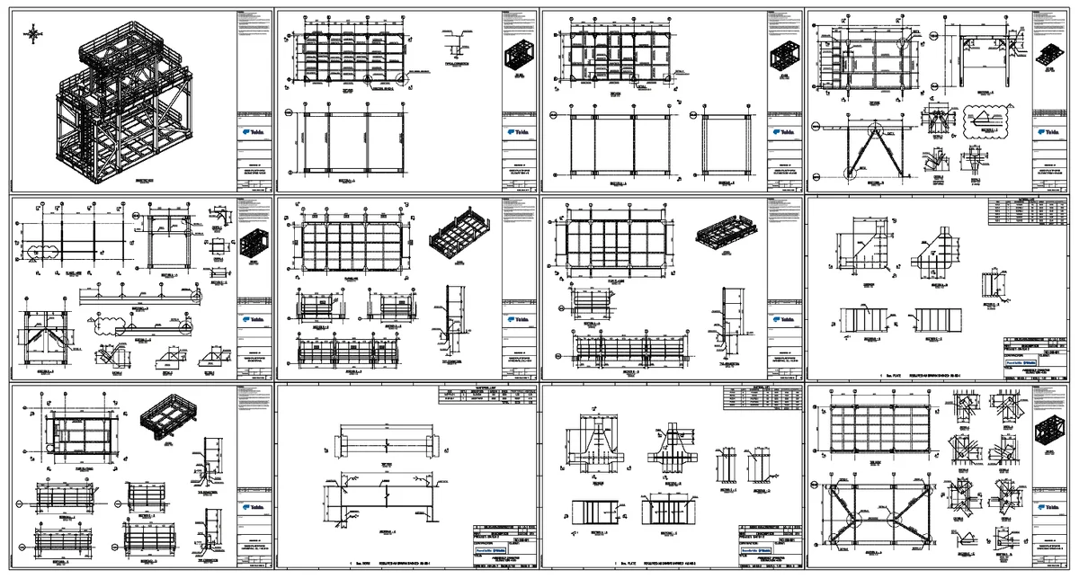 Skid Platform Structure DWG With Frame Layout And Dimensions