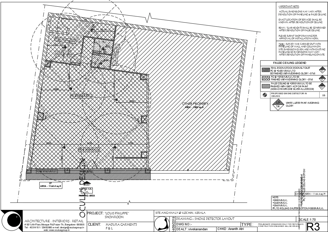 Smoke Detector Layout 1164sqft Louis Philippe Showroom DWG files