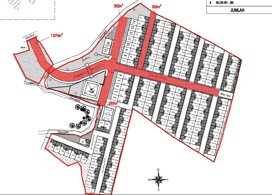 Society Plotting And Design DWG Layout With Road Sizes Details