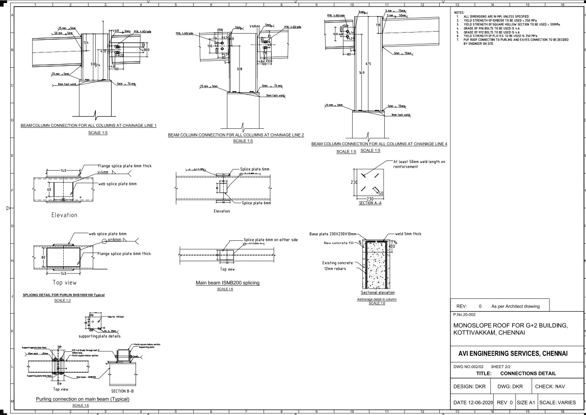 Steel Beam Column Connection Detail ISMB200 SHS100x100 DWG File