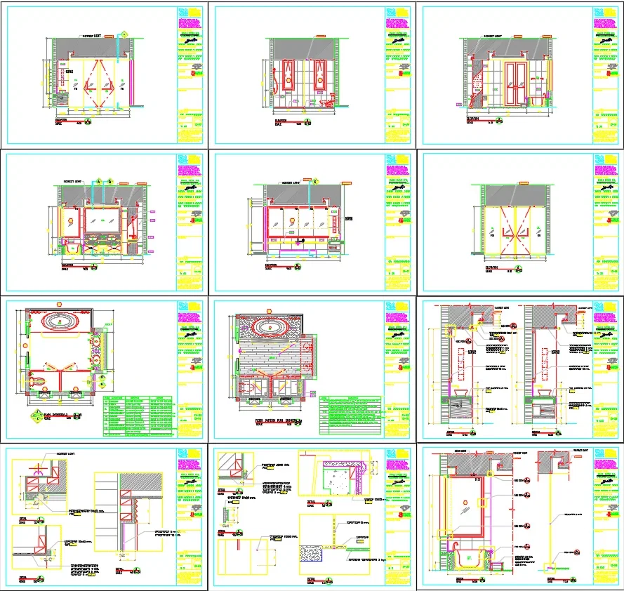 Toilet Bathroom Detail DWG With 3.10m Layout Plan Elevations