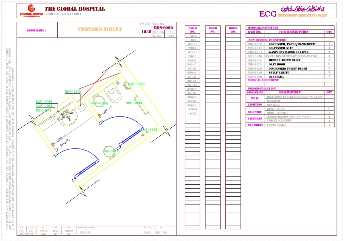 Visitor Patient Toilet DWG Layout With 1.90 Scale Plan Detail