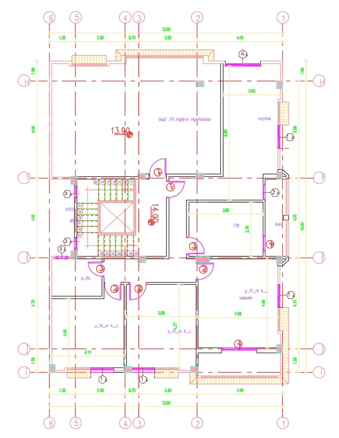 12m Residential Floor Plan Layout AutoCAD DWG Design Drawing