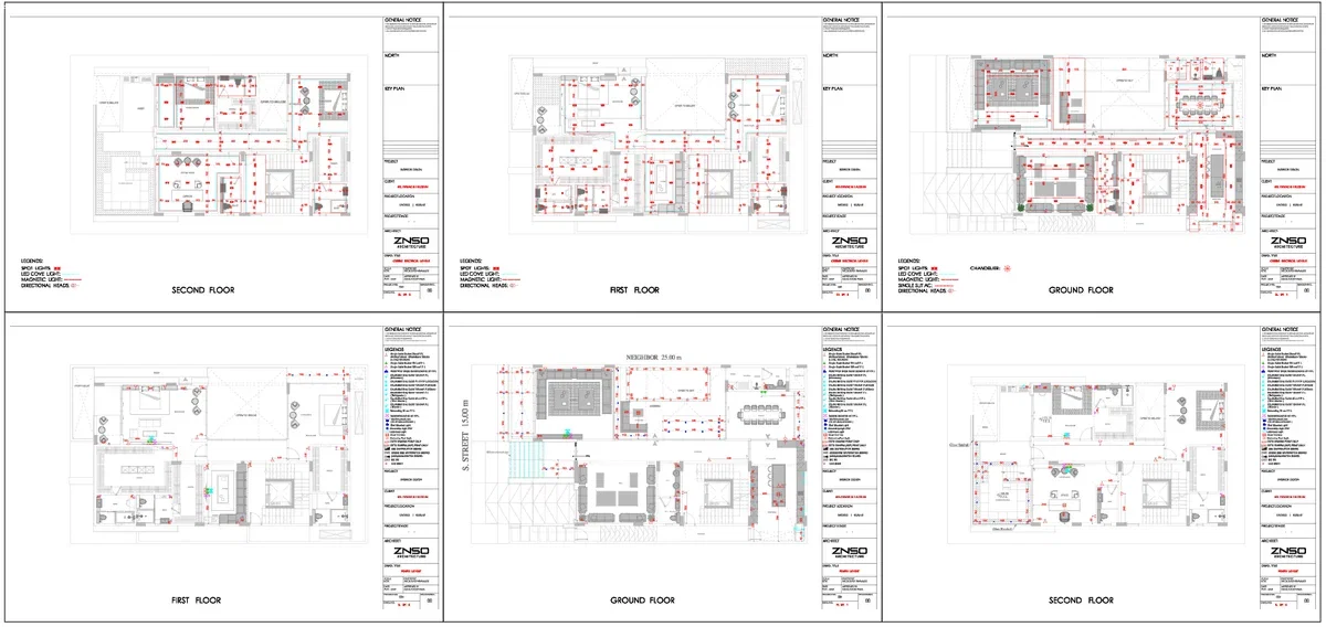 3 Floor Bungalow Interior Ceiling Layout DWG Plan Design Detail
