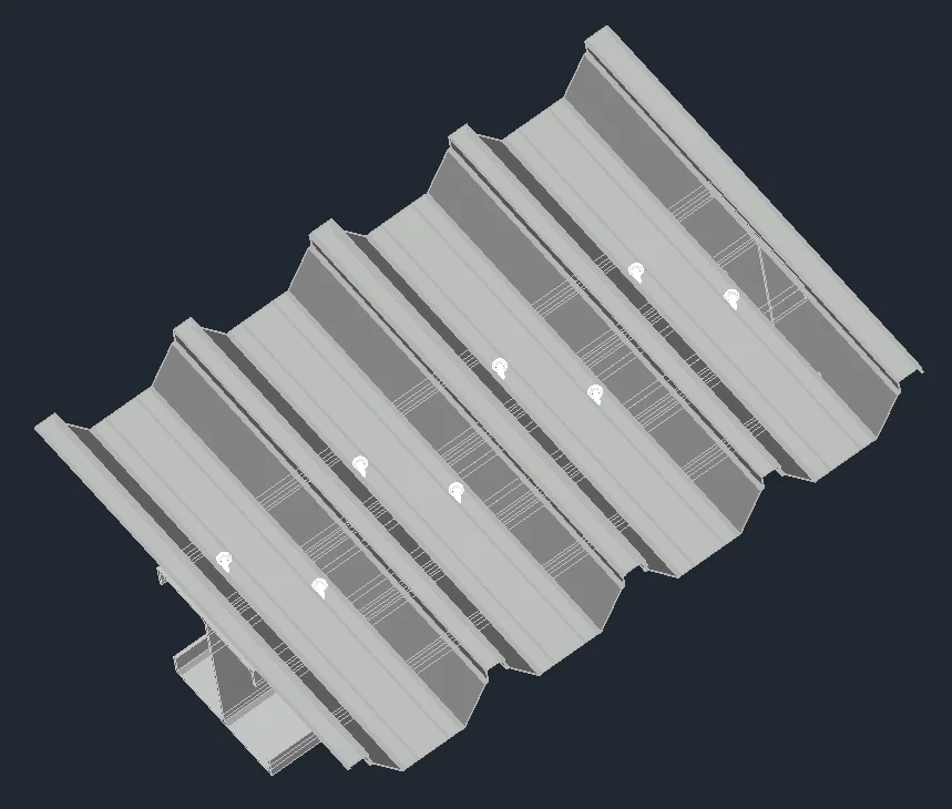 3D Corrugated Roof Sheet DWG Structural Connection Detail Model