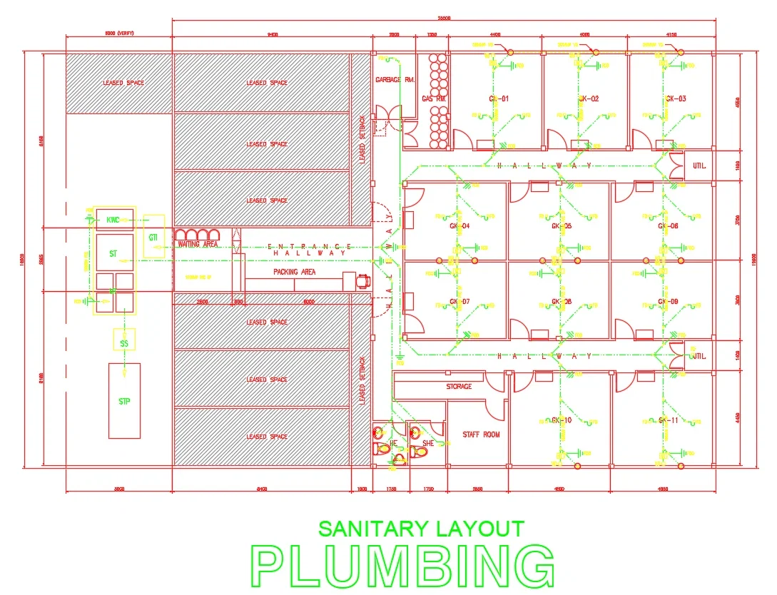 Commercial Plumbing Layout AutoCAD DWG Sanitary Design Plans