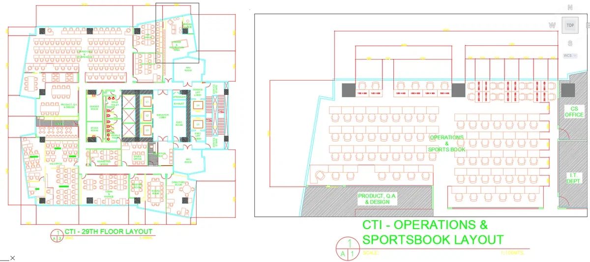 CTI 29th Floor Operations Sportsbook Office Layout AutoCAD DWG File