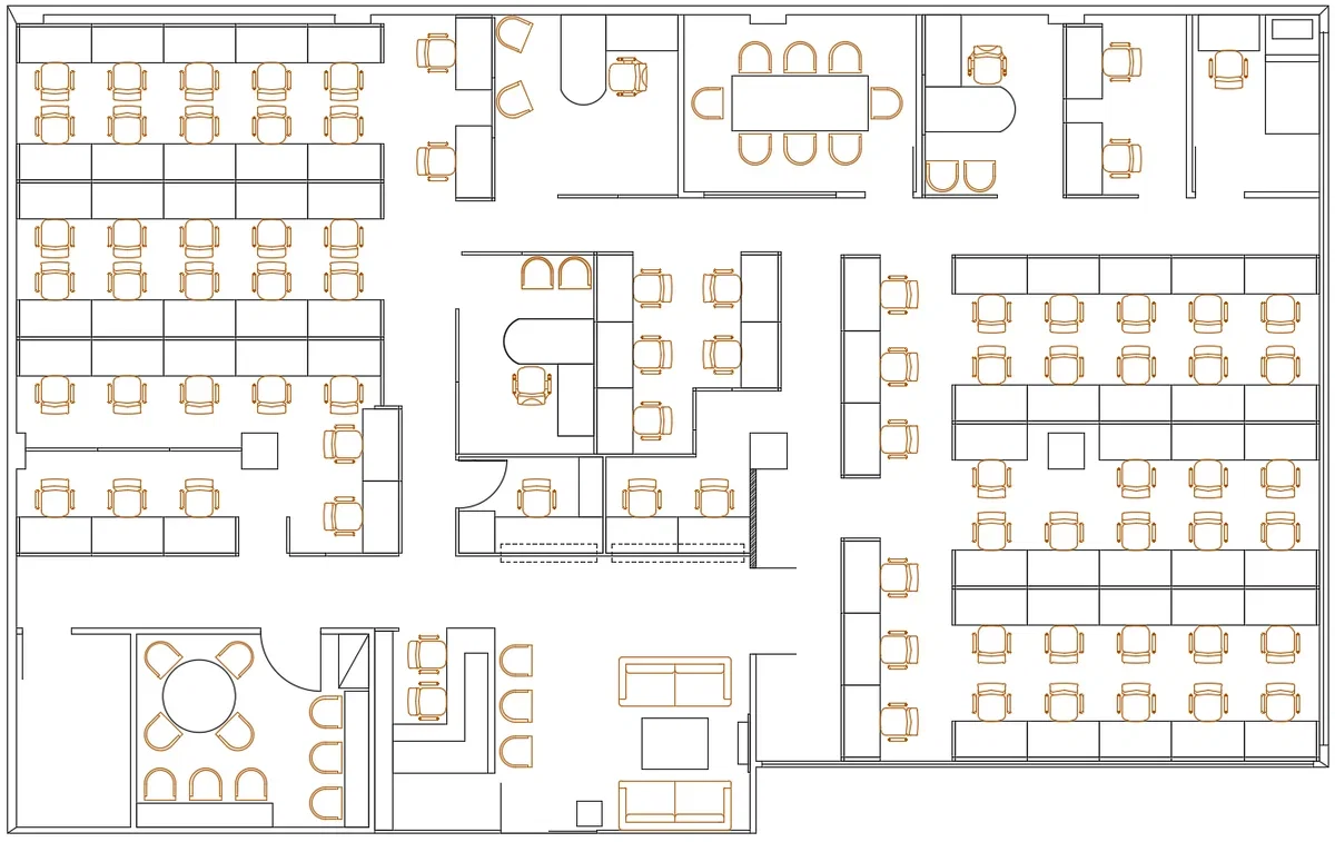 Free Modern Office Layout Plan AutoCAD DWG Workspace Interior