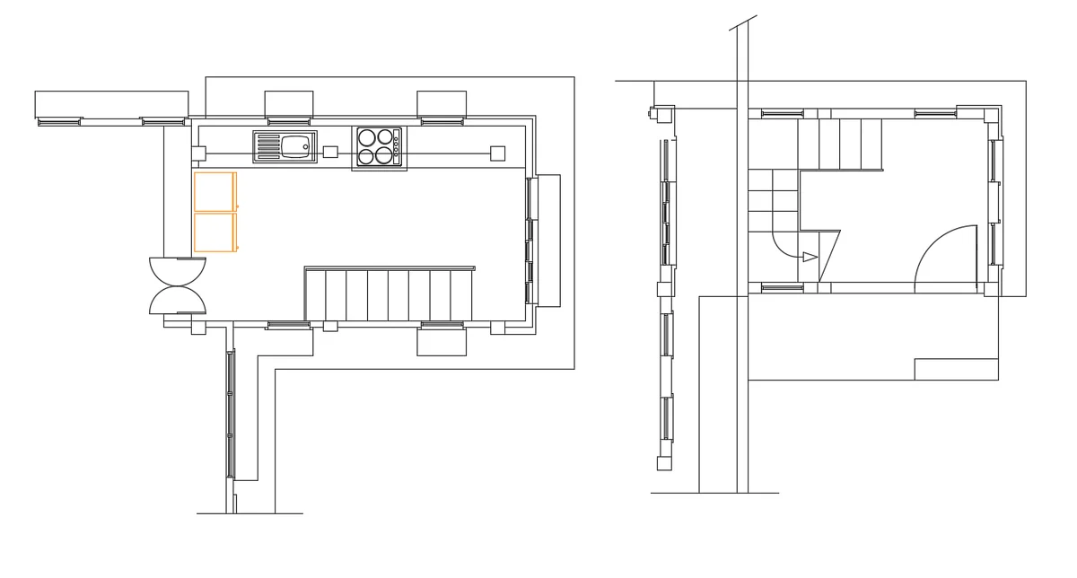Free Small House Floor Plan and Stair Layout DWG File download