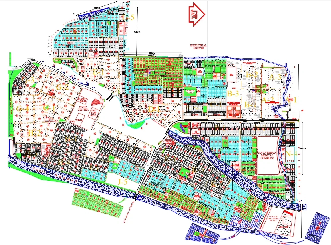 Hayatabad Township Master Plan Layout AutoCAD DWG Design files
