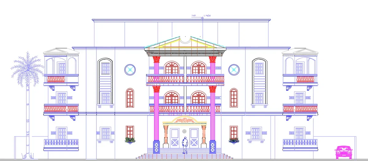 Luxury Villa Front Elevation Design AutoCAD DWG Layout plans