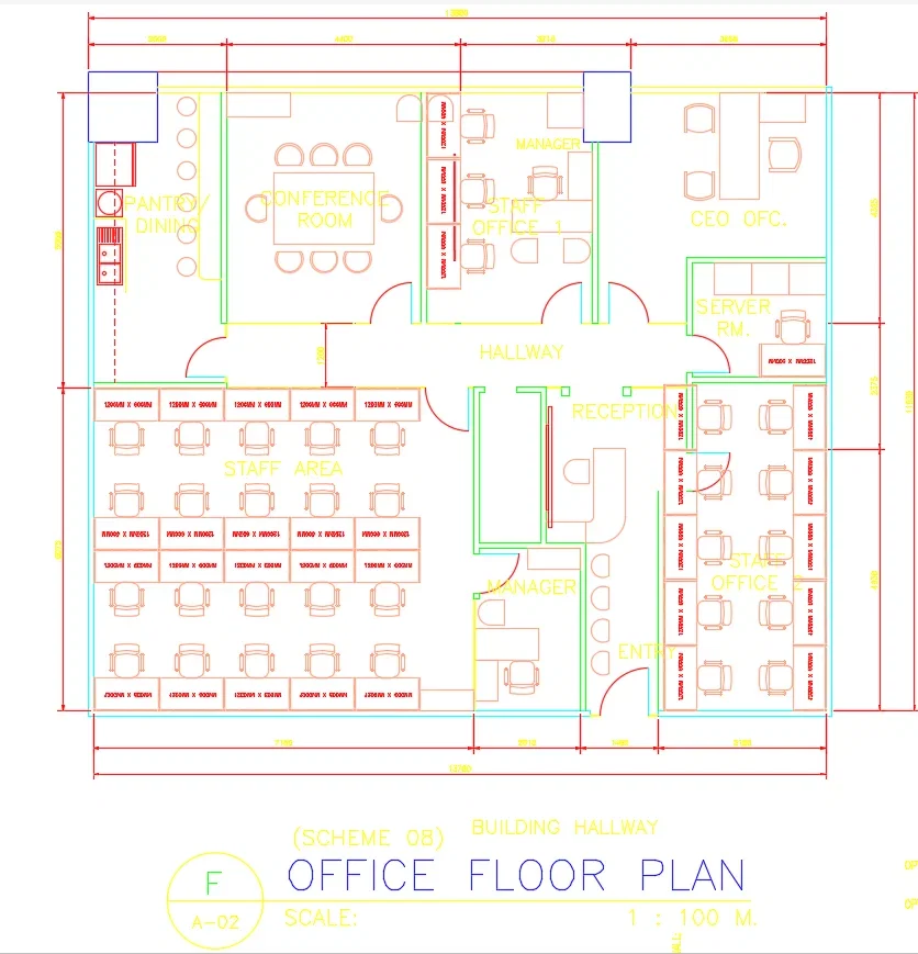Modern Office Floor Plan DWG Workspace Layout Design dwg File