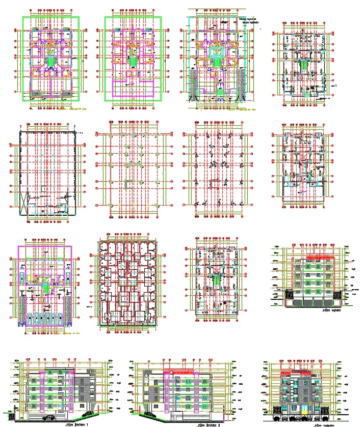 Multi Storey Apartment Building CAD Drawing Layout and Elevation