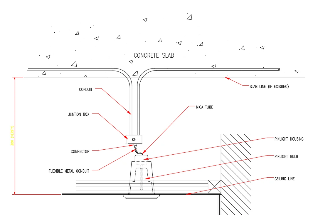 Pinlight Ceiling Detail AutoCAD DWG Electrical Section Plans