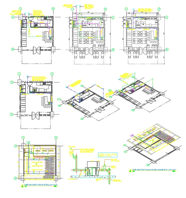 Restaurant Plumbing Fire Protection System AutoCAD DWG Plans