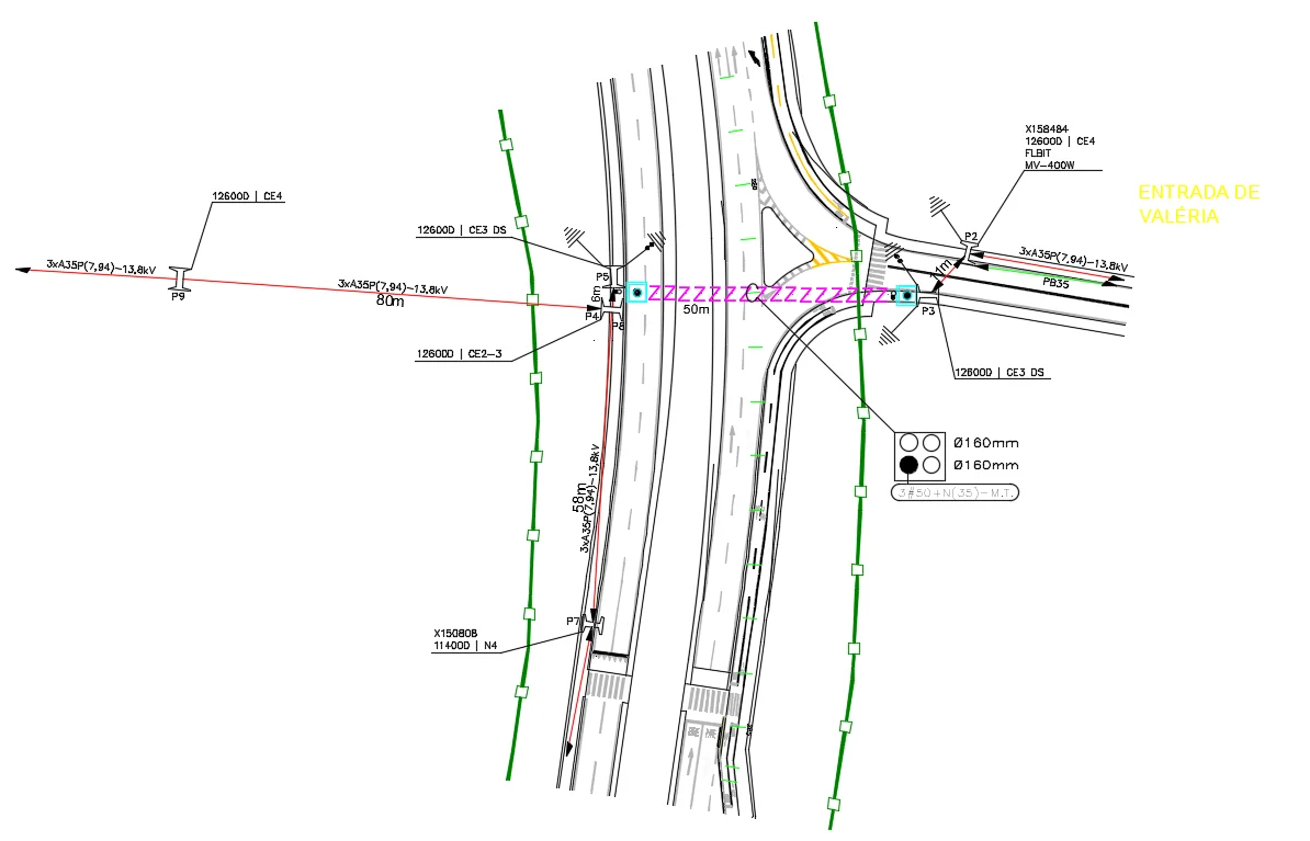 Road Electrical Utility Relocation AutoCAD Layout Plan DWG files