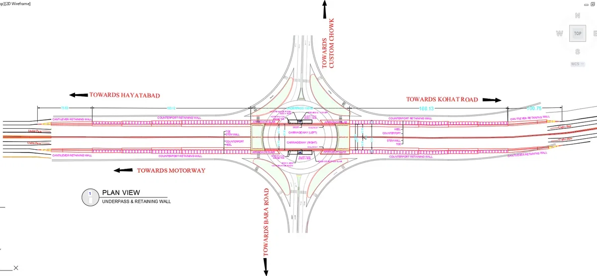 Road Underpass and Retaining Wall Plan AutoCAD DWG Design file