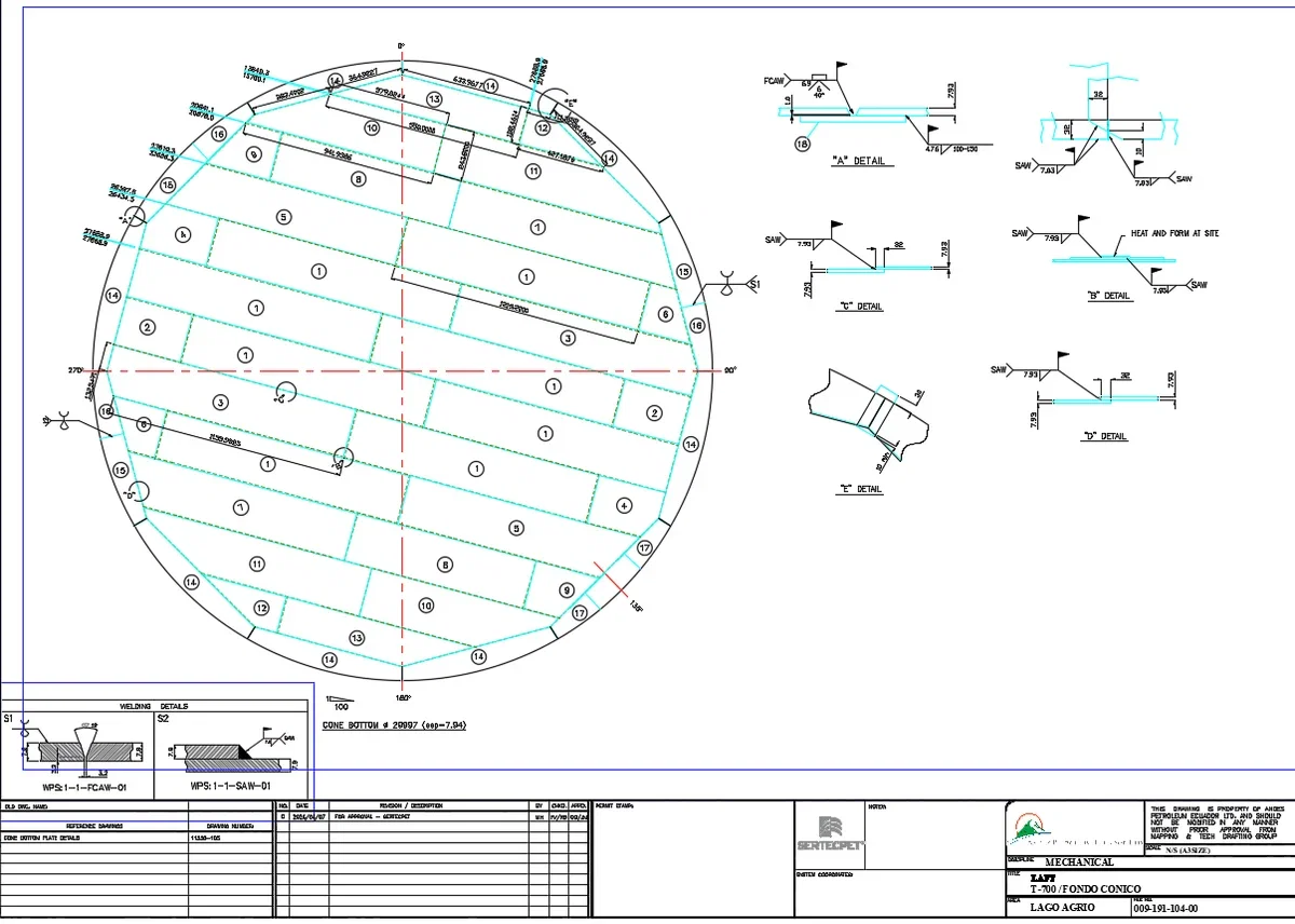 Storage Tank Cone Bottom Welding DWG Mechanical Layout Plans