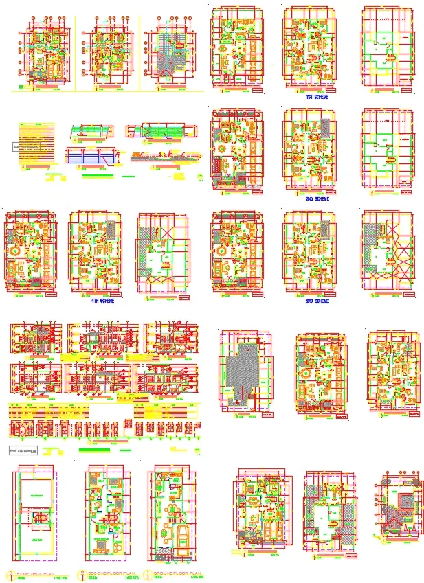 Two Storey Residence Floor Plan and Roof Deck DWG Files Design