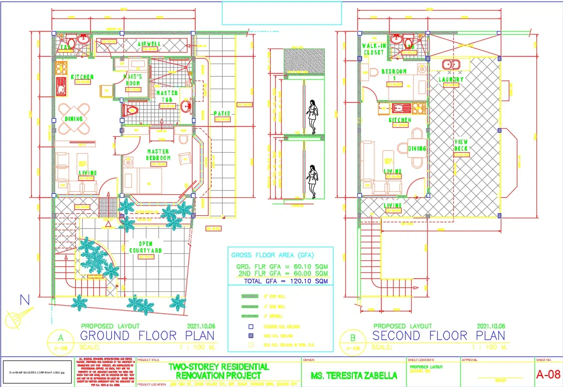 Two Storey Residential Floor Plan AutoCAD DWG Layout Designs