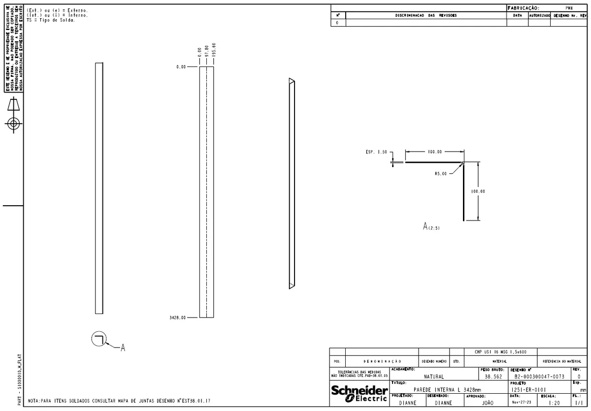 3428mm 3518mm Wall Panels and 2620mm Roof Profile Fabrication CAD