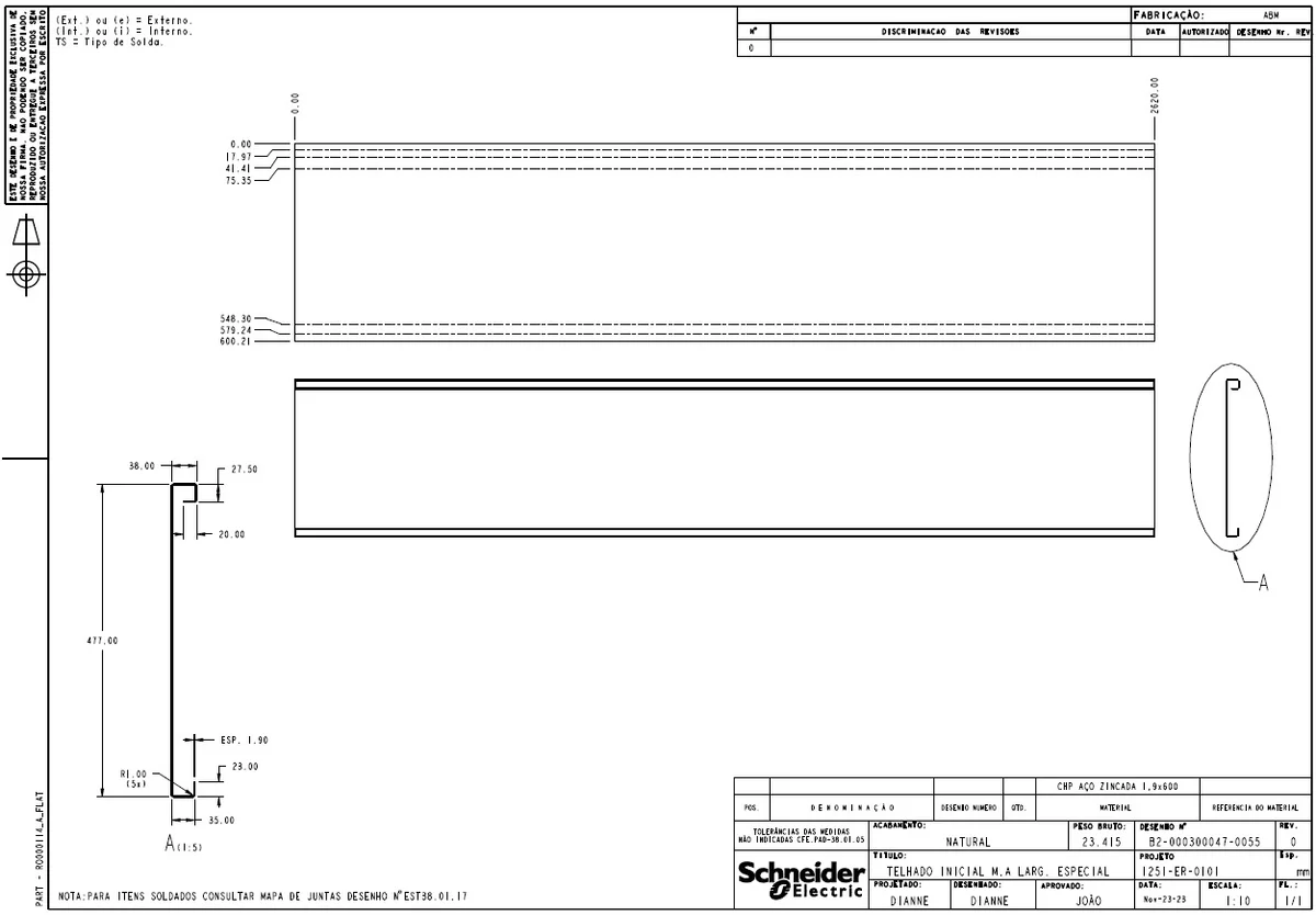 5030mm Composite Panel and 3518mm Wall Fabrication CAD Drawing