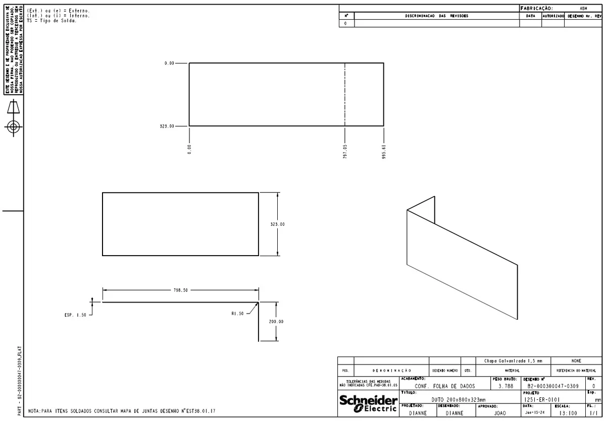 5030mm Duct 200x800 and 1300mm Z Channel Fabrication CAD Drawing