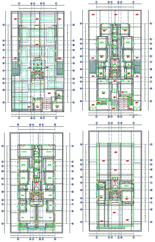 Apartment Building Floor Plan AutoCAD with Parking and Terrace Layout