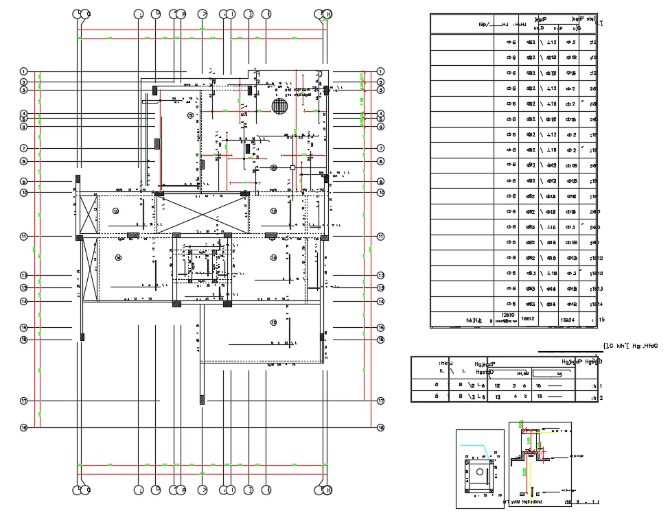 Column Footing and Structural Layout AutoCAD DWG Design Detail Plan
