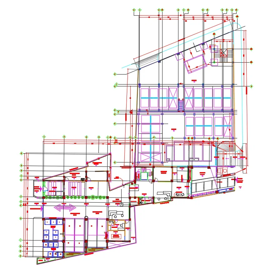 Commercial Building Ground Floor Plan DWG with Parking Layout Design