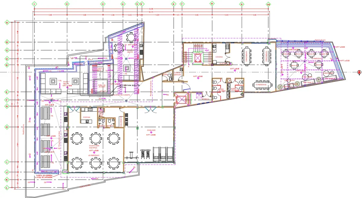 Commercial Facility Floor Plan DWG with Gym Dining and Offices
