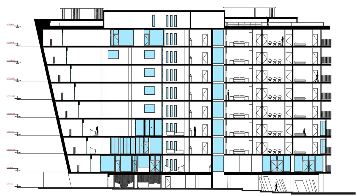 Multi Storey Building Section DWG with Residential Floor Layout