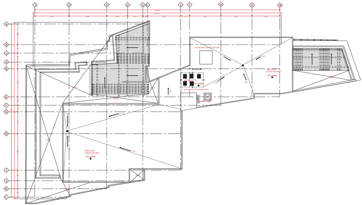 Roof Plan DWG with Solar Panel Areas and HVAC Equipment Layout