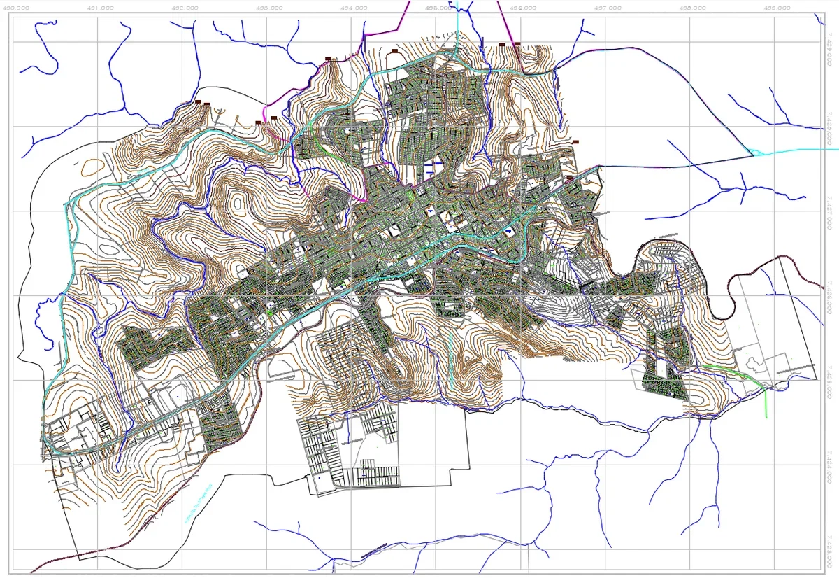 Topographic Urban Planning and Civil Engineering DWG Layout Plan