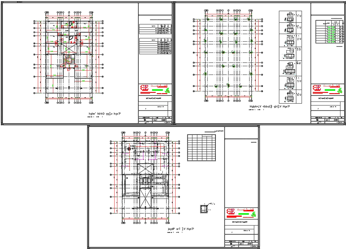 Building Structural Column Layout Plan CAD Drawing With Grid Details