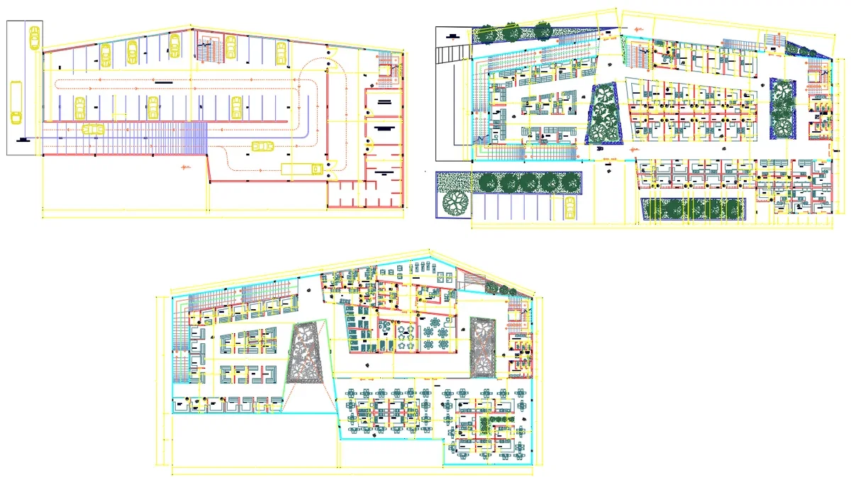 Commercial Building Floor Plan Parking Layout AutoCAD DWG Drawing