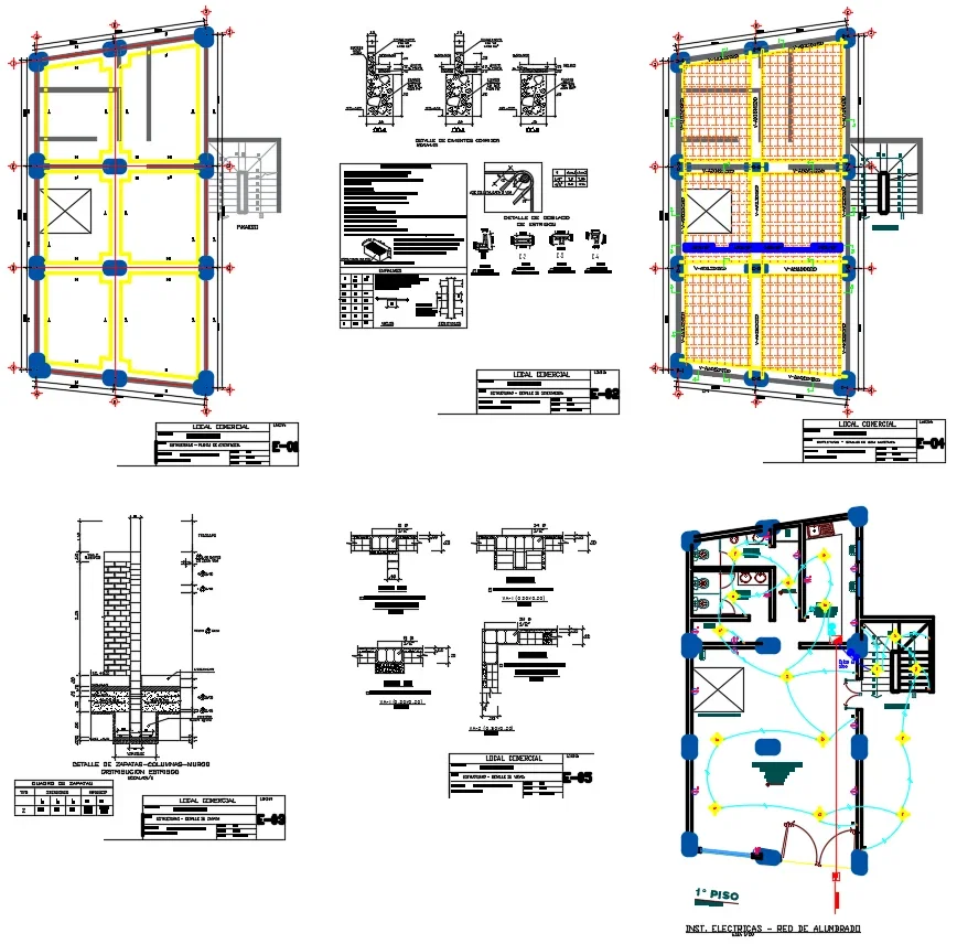 Commercial Building Structural Electrical Plan AutoCAD DWG Drawing