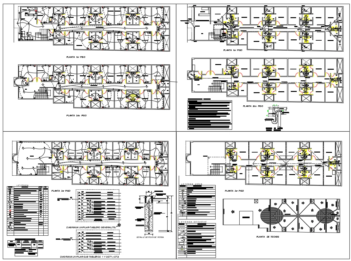 Hotel Electrical And Plumbing Layout CAD Drawing With Floor Plan