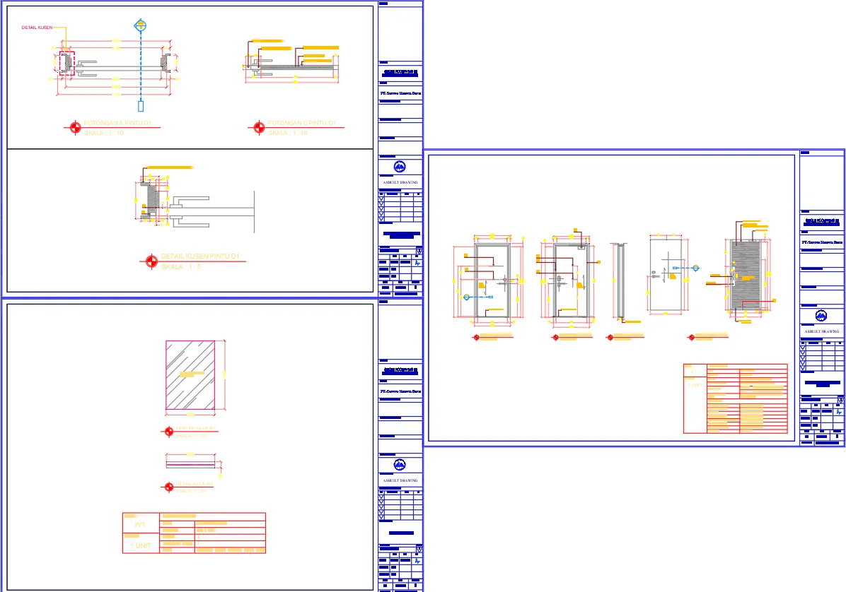 Hotel Room Door and Window Detail AutoCAD DWG Drawing 1200 x 1700 mm