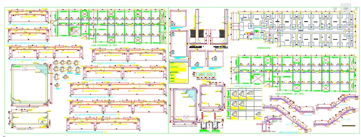 Multi Story Building Structural CAD Drawing With RCC Framing Details