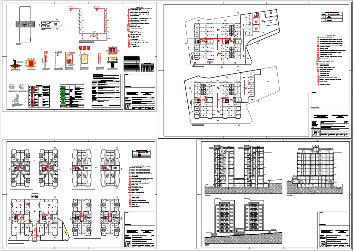 Residential Fire Fighting Layout AutoCAD DWG 9090 Sqm Building Plan