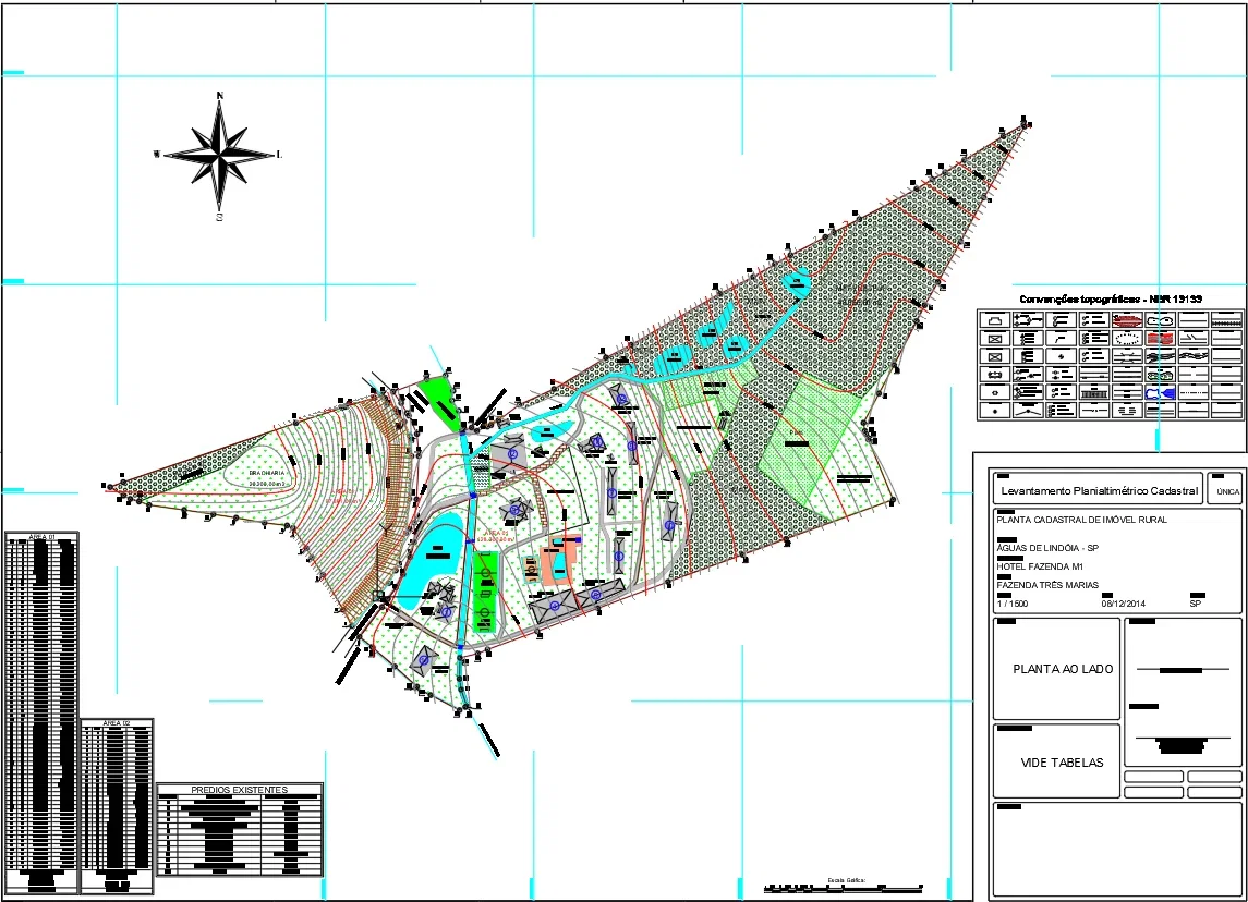 Rural Hotel Planialtimetric Survey AutoCAD DWG Layout 128300 Sqm Plan