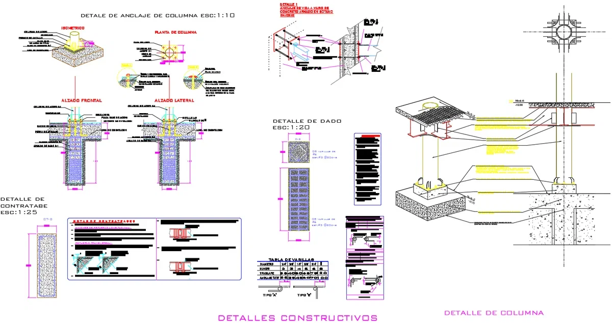Steel Column Anchor Foundation Detail AutoCAD DWG Construction Drawing