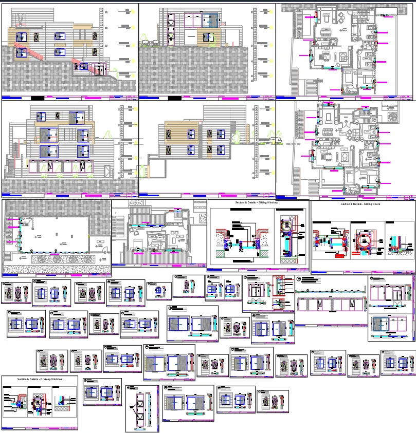 Villa Aluminum Windows And Doors Detail CAD Drawing Design Package