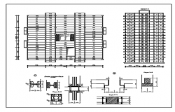Exterior elevation of Residential building with construction details dwg file