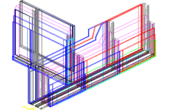 3D View of Wall Construction Design dwg file