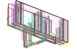 3D View of Wall Construction Design dwg file