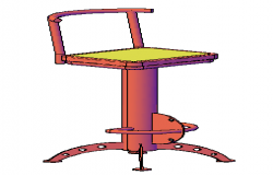 3D chair for bar with materials design drawing