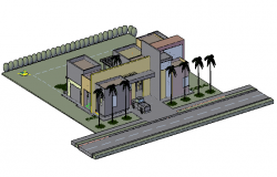3D drawing of residential bungalow design drawing